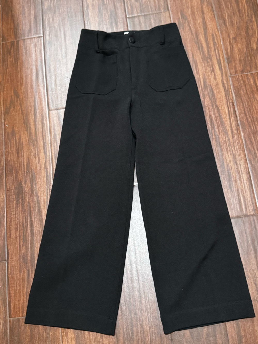 Maeve Black Wide-Leg High-Rise Pants